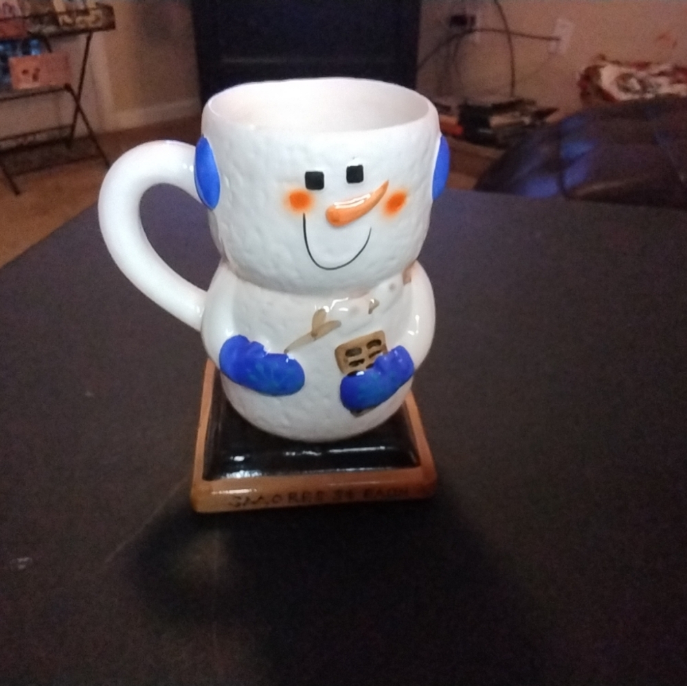 SSmores Snowman Mug with Blue Accents